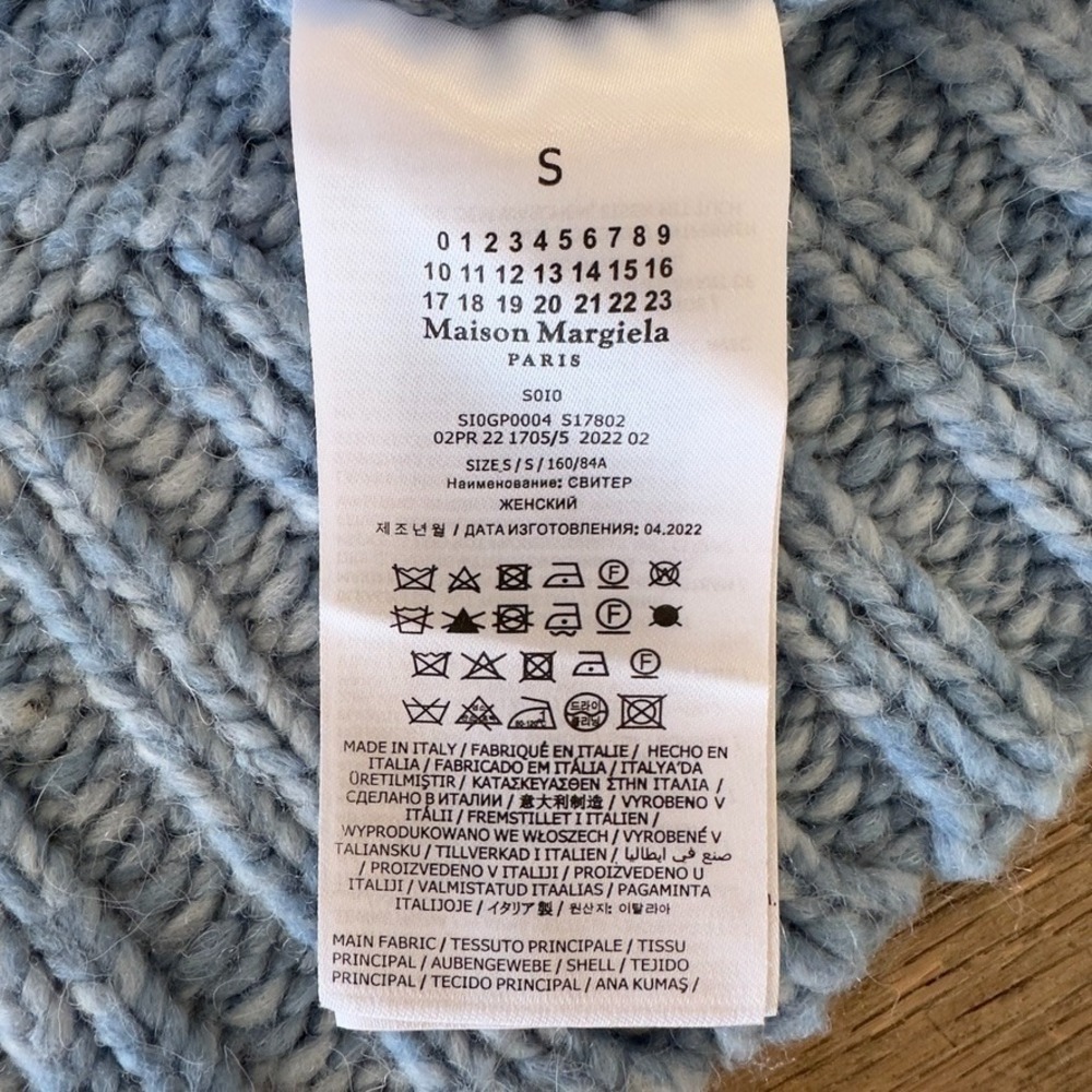 Maison Margiela chunky-knit oversized Boxy cardigan-Blue Melange-Designer Knit-S - Picture 11 of 16